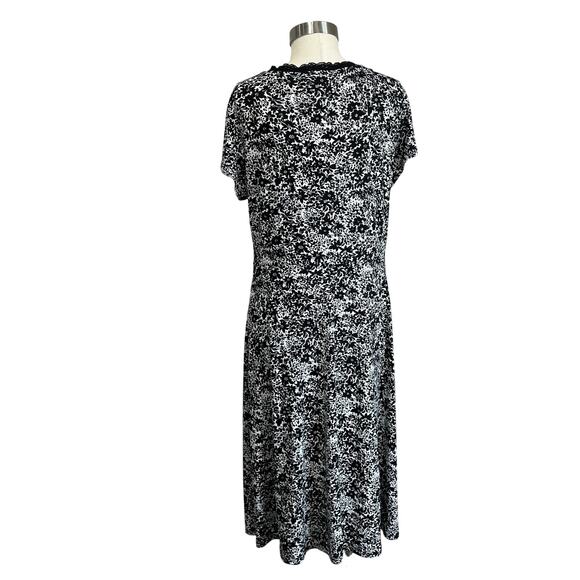 Connected Apparel Floral Midi Dress 16 V Neck Stretch Y2K Office Casual Classic - Picture 2 of 7